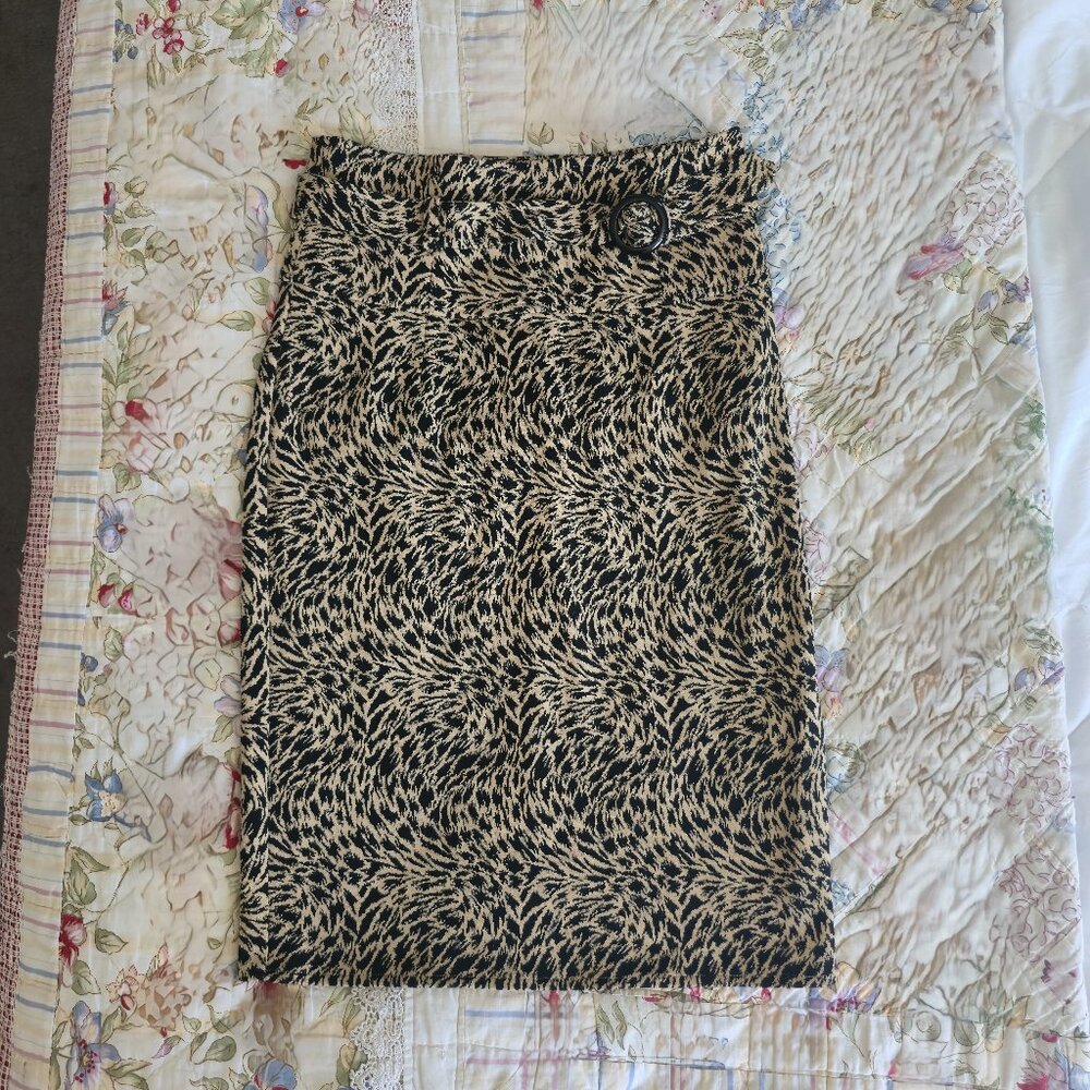GRACE Animal Print Knit Pencil Skirt, Size 2